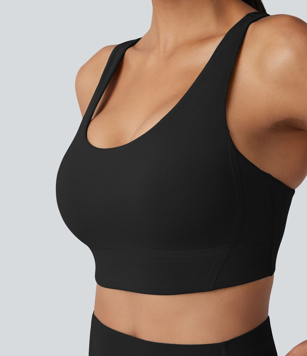 Brassière de sport d'entraînement Halara UltraSculpt™ soutien moyen à coques moulées, bretelles croisées et boucle ajustable