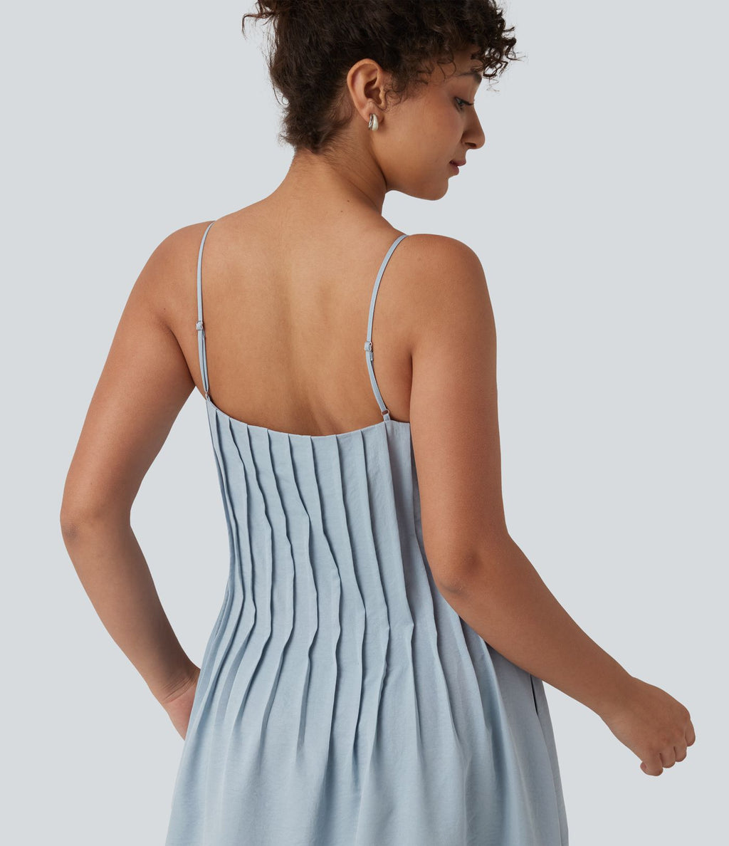 Robe longue à bretelles col V avec poches