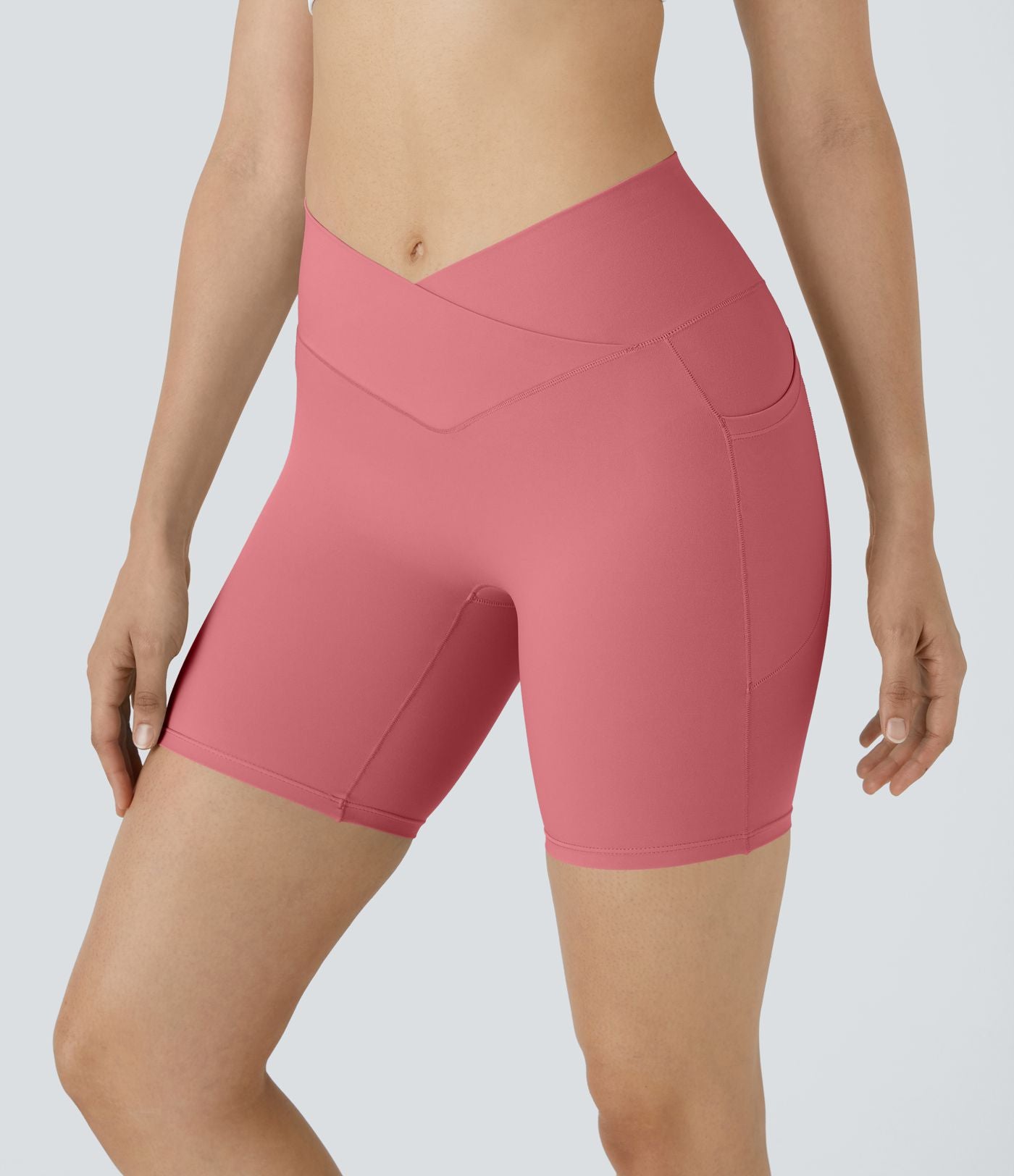 Softlyzero™ Short 17,5cm Yoga Taille Haute Crossover avec Poches Latérales