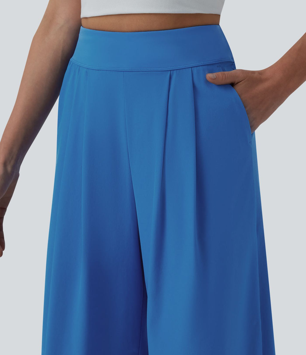 Pantalon large yoga plissé taille haute longueur cheville à séchage rapide Breezeful™ avec poches