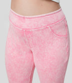 Halara Flex™ Legging Casual 7/8 Grande Taille en Denim Tricot Extensible Coloré à Taille Haute avec Poches Latérales Arrière