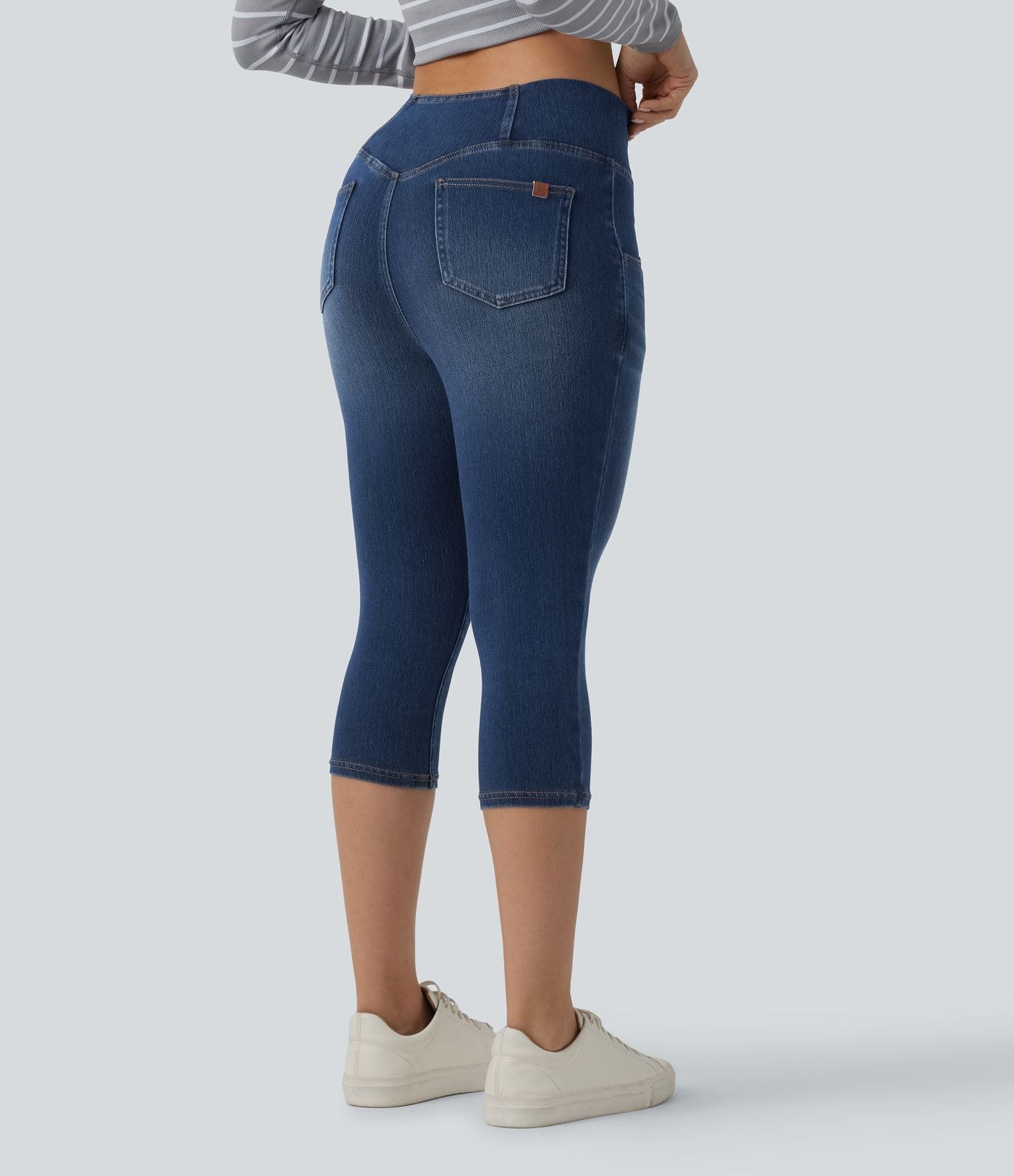 Jegging capri décontracté Halara Flex™ denim croisé taille haute avec poches