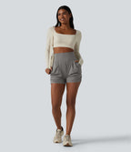 Short de yoga SoftlyZero™ Airy taille haute froncé effet frais InstantCool 7,5 cm avec poches