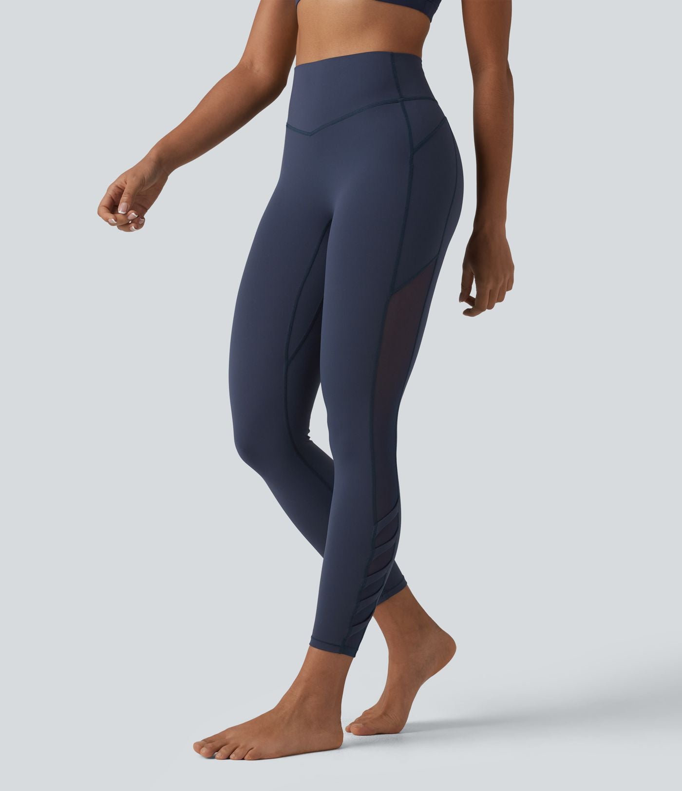 Legging de yoga 7/8 Halara UltraSculpt™ taille haute ventre plat avec empiècements en mesh contrastant et poche