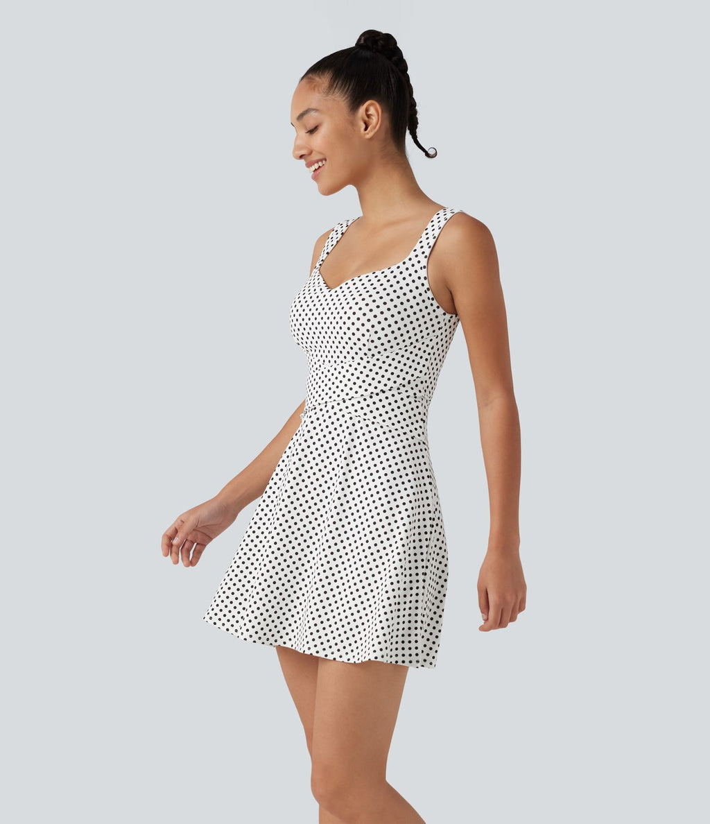 Robe sport de tennis mini 2-en-1 à pois avec brassière intégrée et poches - Édition Easy Peasy