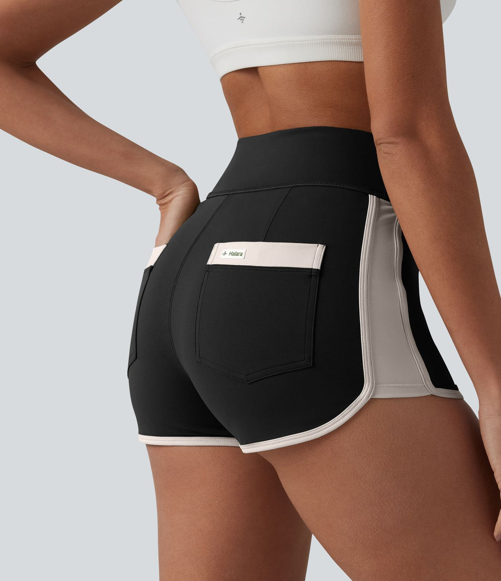 Short de sport SoftlyZero™ Airy 6,5 cm taille haute effet frais InstantCool color block, avec poches, protection solaire UPF50+