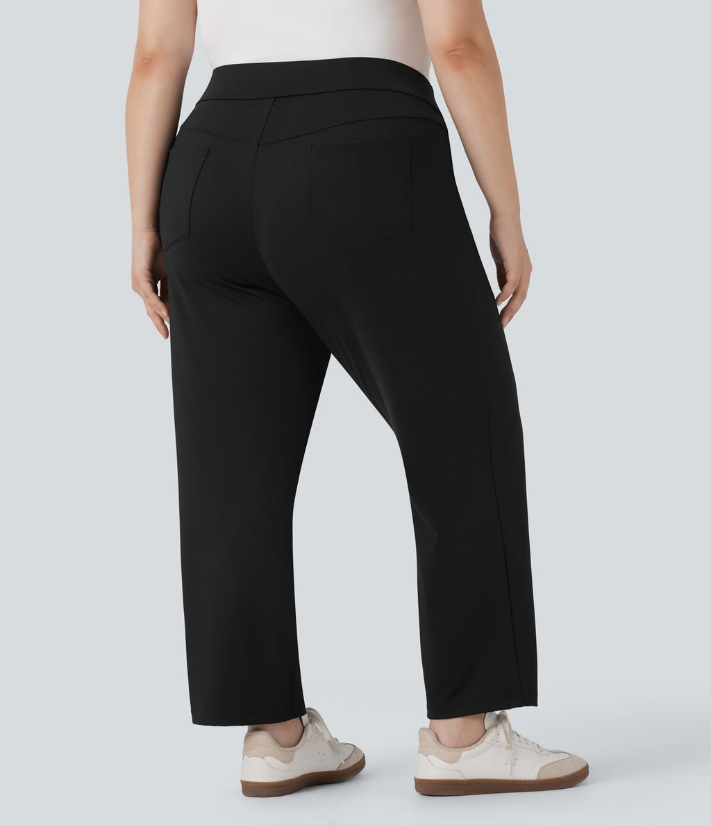Pantalon de golf droit, séchage rapide, taille haute, grande taille, avec poches et poche tee, UPF40+