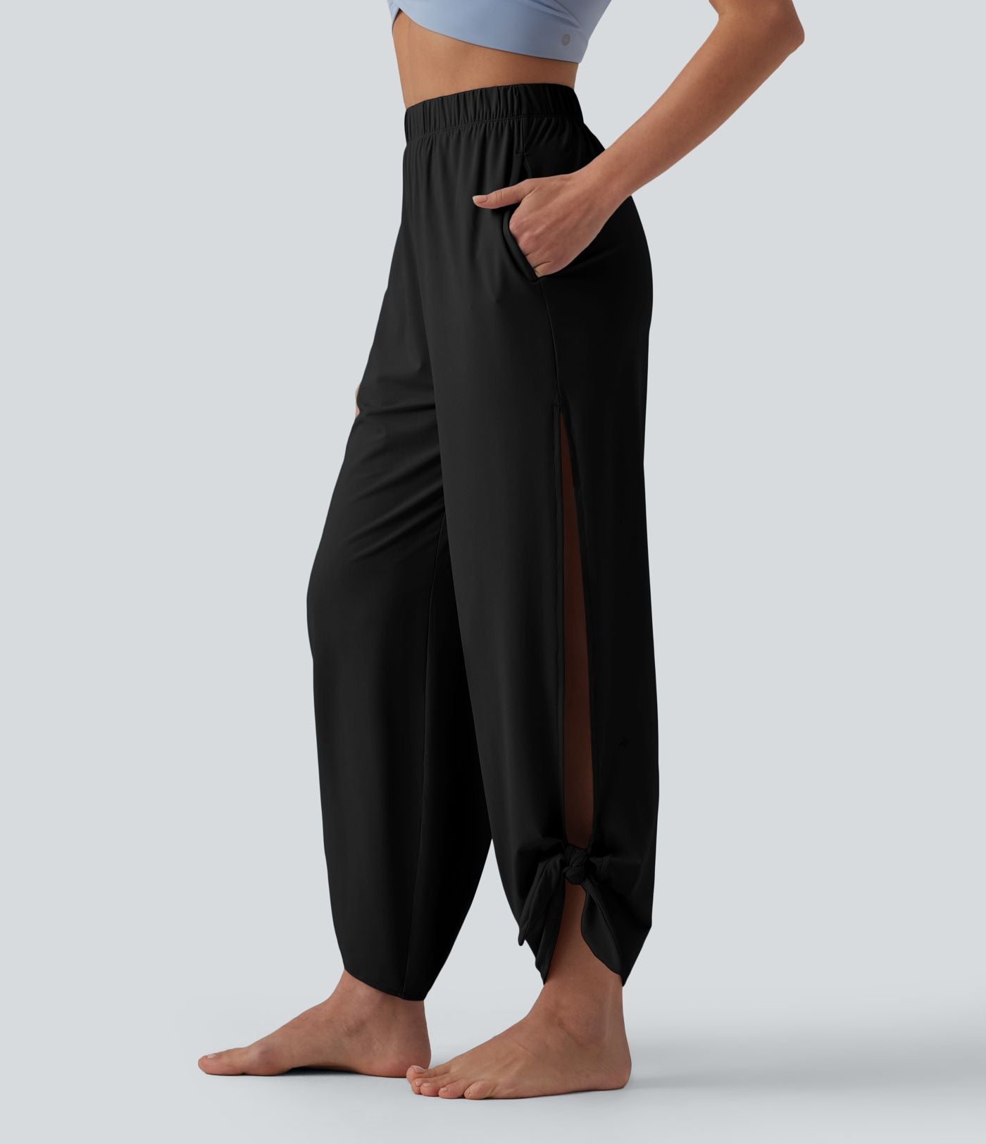 Jogging de yoga taille haute effet frais InstantCool liens sur les côtés avec poches, protection solaire UPF50+