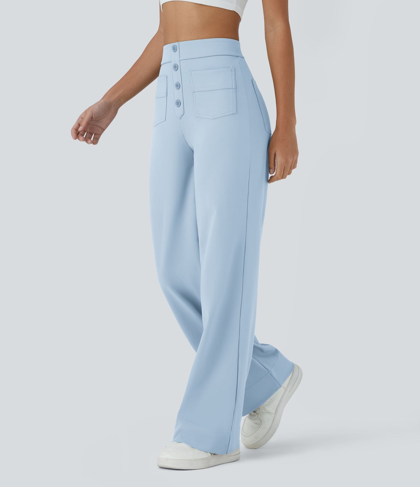 Pantalon taille haute coupe droite DayStretch avec poches