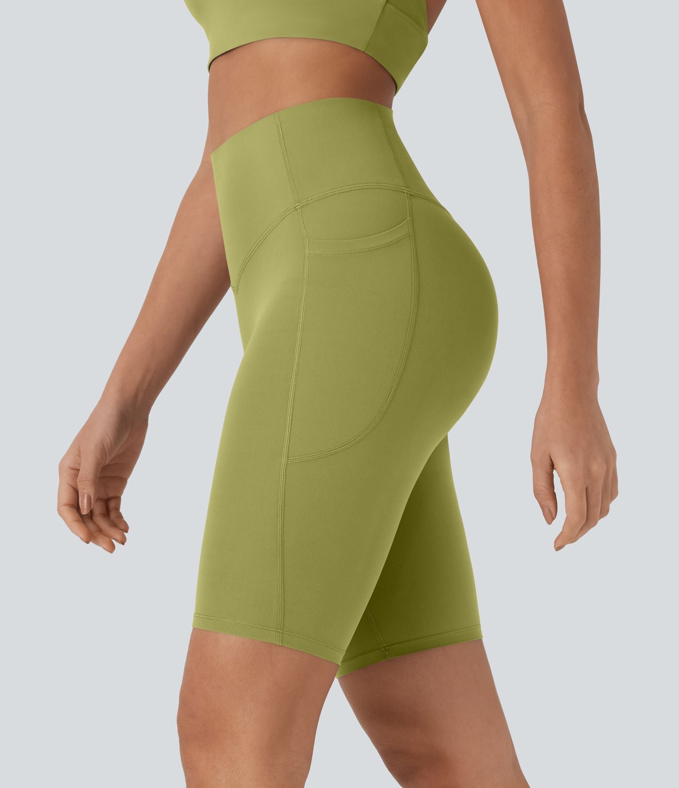 Short cycliste 22,8 cm d'entraînement gainant taille haute avec poches Halara UltraSculpt™