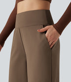 Pantalon de yoga large gainant taille haute avec poches