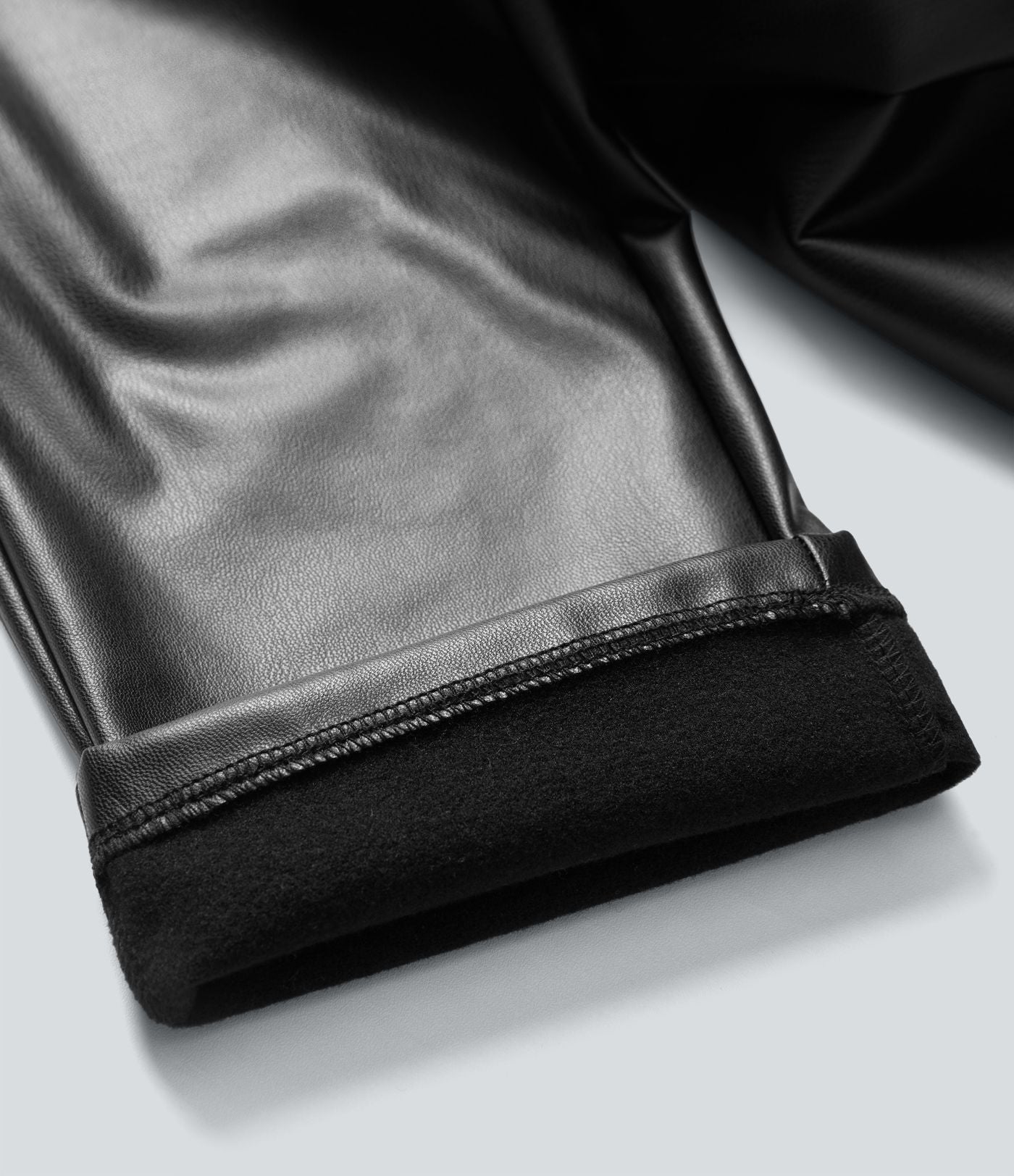 Pantalon 7/8 moulant décontracté polaire gainant taille haute extensible effet cuir avec poches