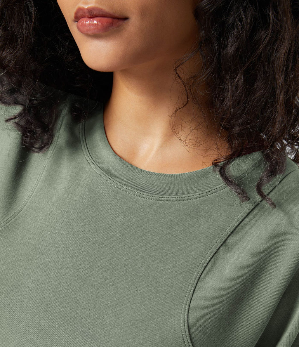 Sweatshirt Casual Solide à Manches Raglan et Col Rond