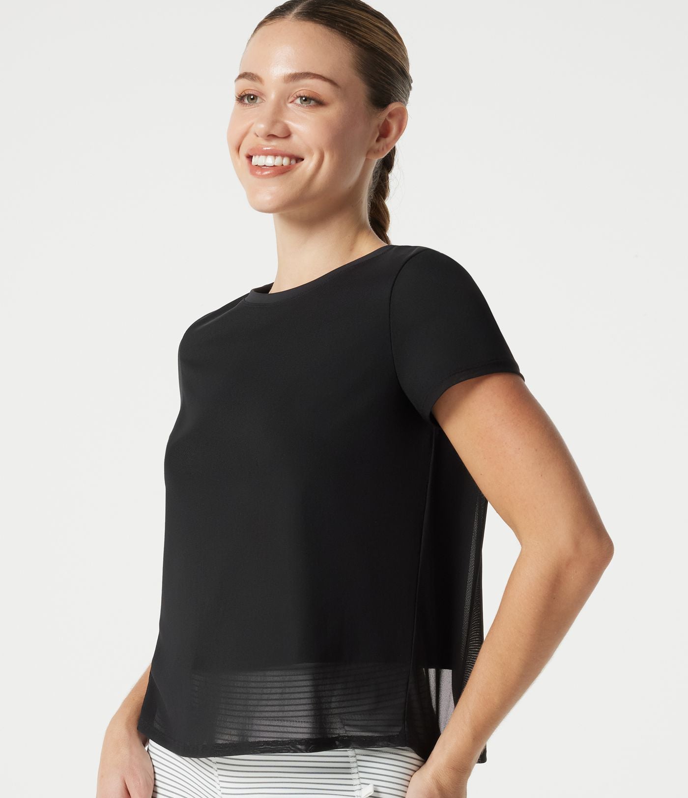 Haut sport SoftlyZero™ Airy effet frais InstantCool à col rond avec superposition en mesh, protection solaire UPF50+