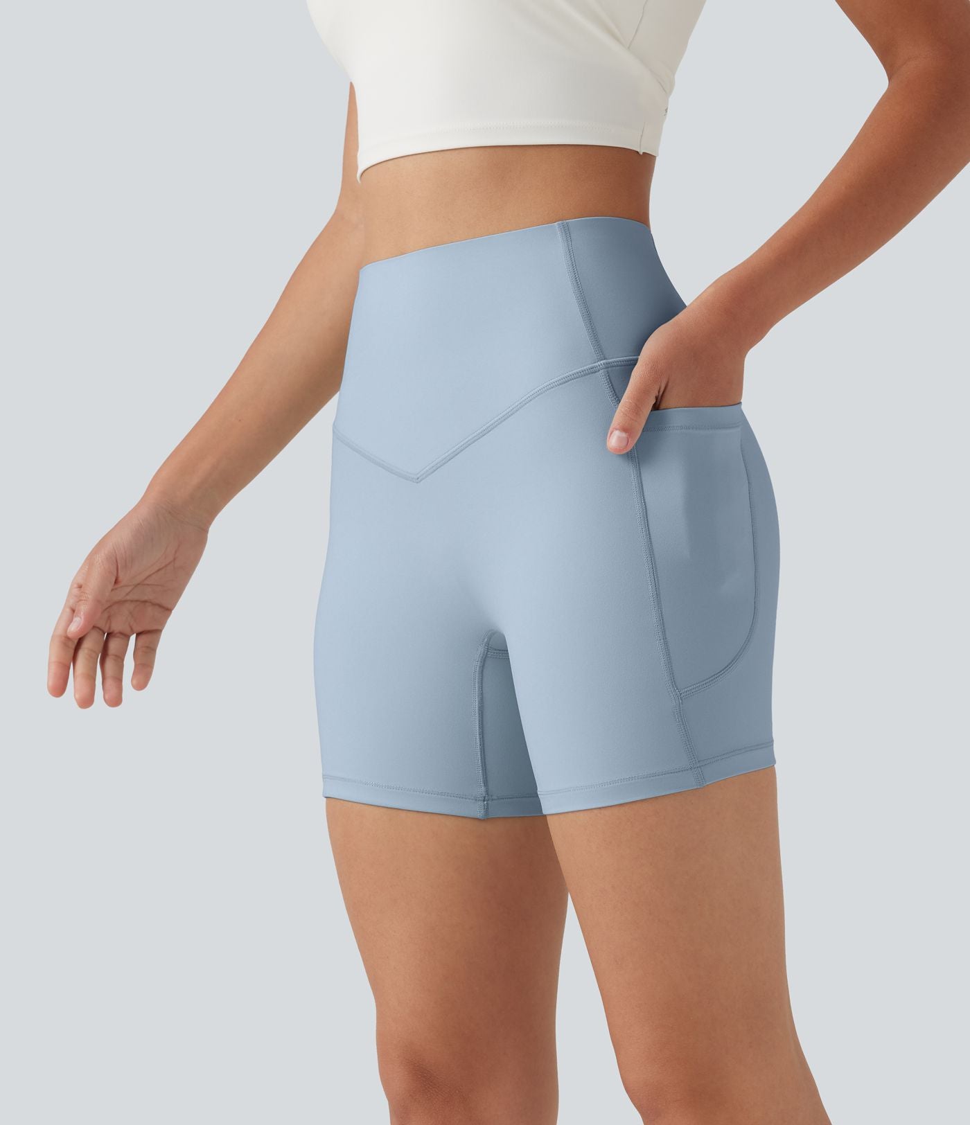 Short biker Halara UltraSculpt™ taille haute effet ventre plat avec poches, 12,5 cm