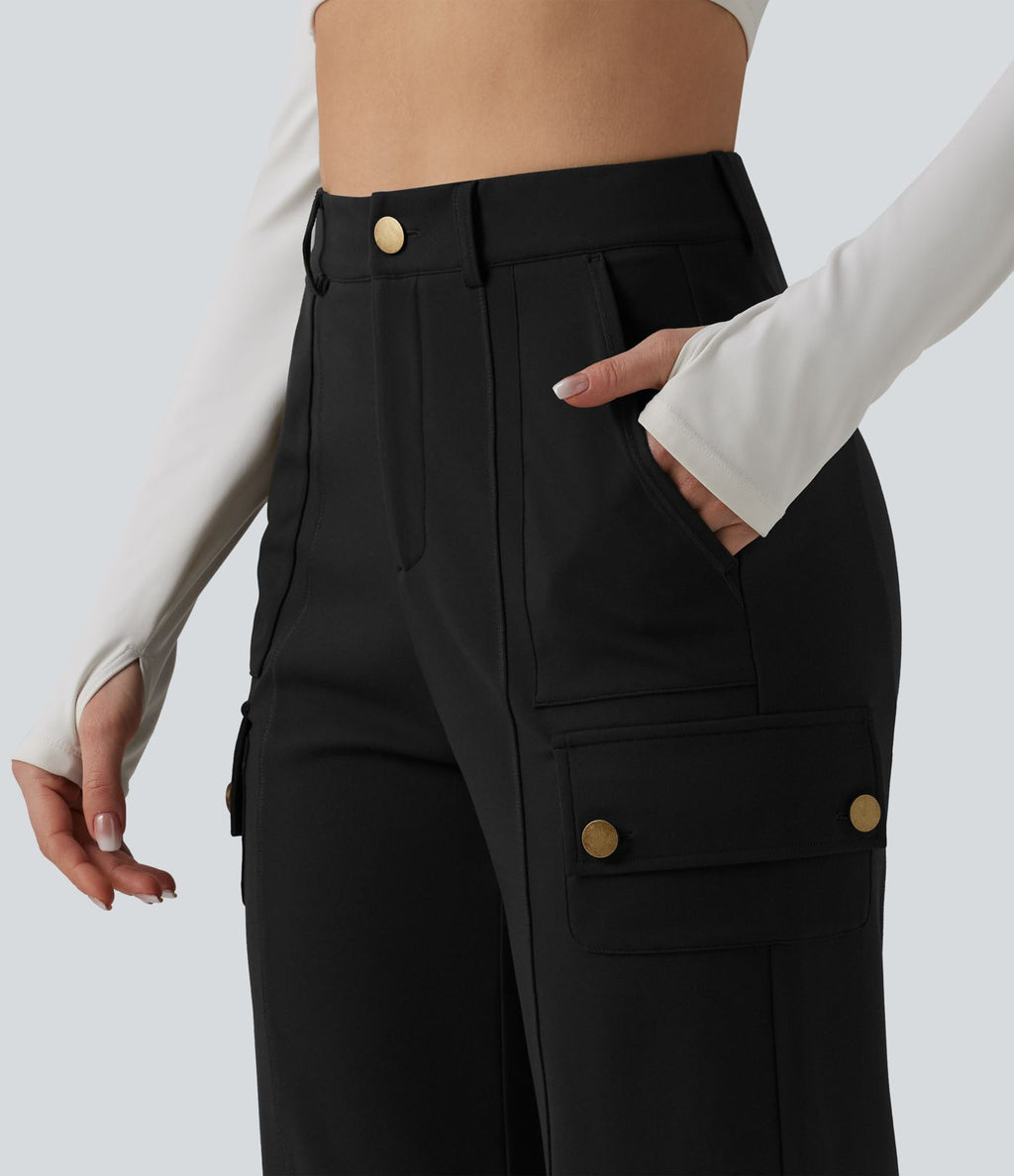 DayStretch Pantalon cargo décontracté taille haute coupe droite avec poches