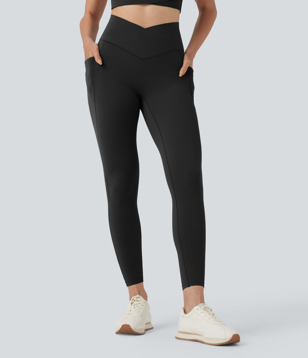 Legging 7/8 d'entraînement gainant taille haute croisé avec poches Halara UltraSculpt™