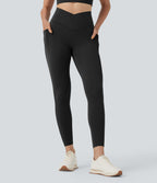 Legging 7/8 d'entraînement gainant taille haute croisé avec poches Halara UltraSculpt™