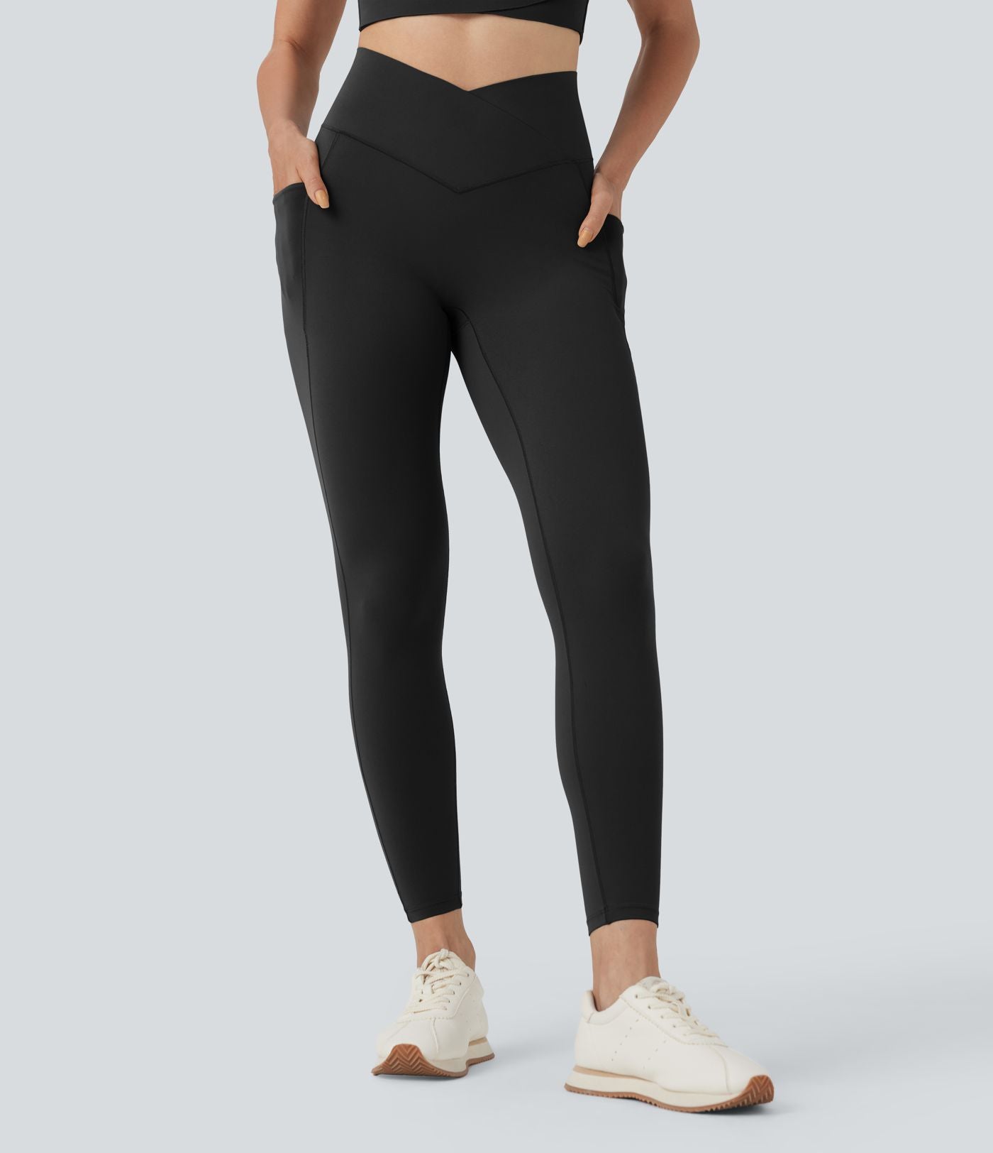 Legging 7/8 d'entraînement gainant taille haute croisé avec poches Halara UltraSculpt™