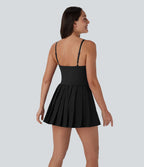 Breezeful™ Robe bain de soleil plissée à boucle ajustable 2-en-1 avec poche latérale séchage rapide micro-courte décontractée