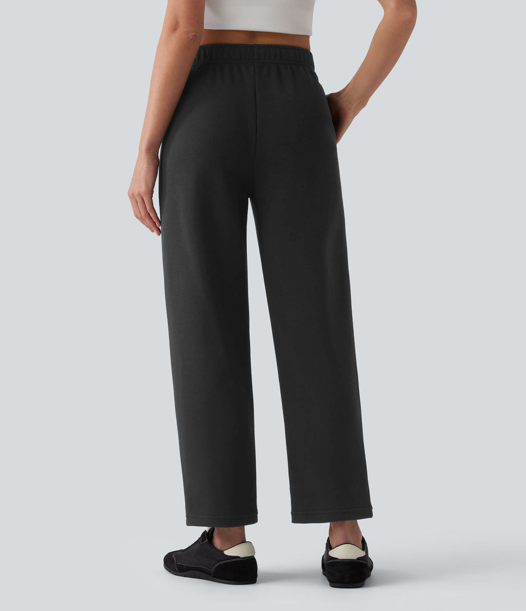 Pantalon de jogging décontracté fuselé taille mi-haute avec cordon de serrage intérieur coton avec poches