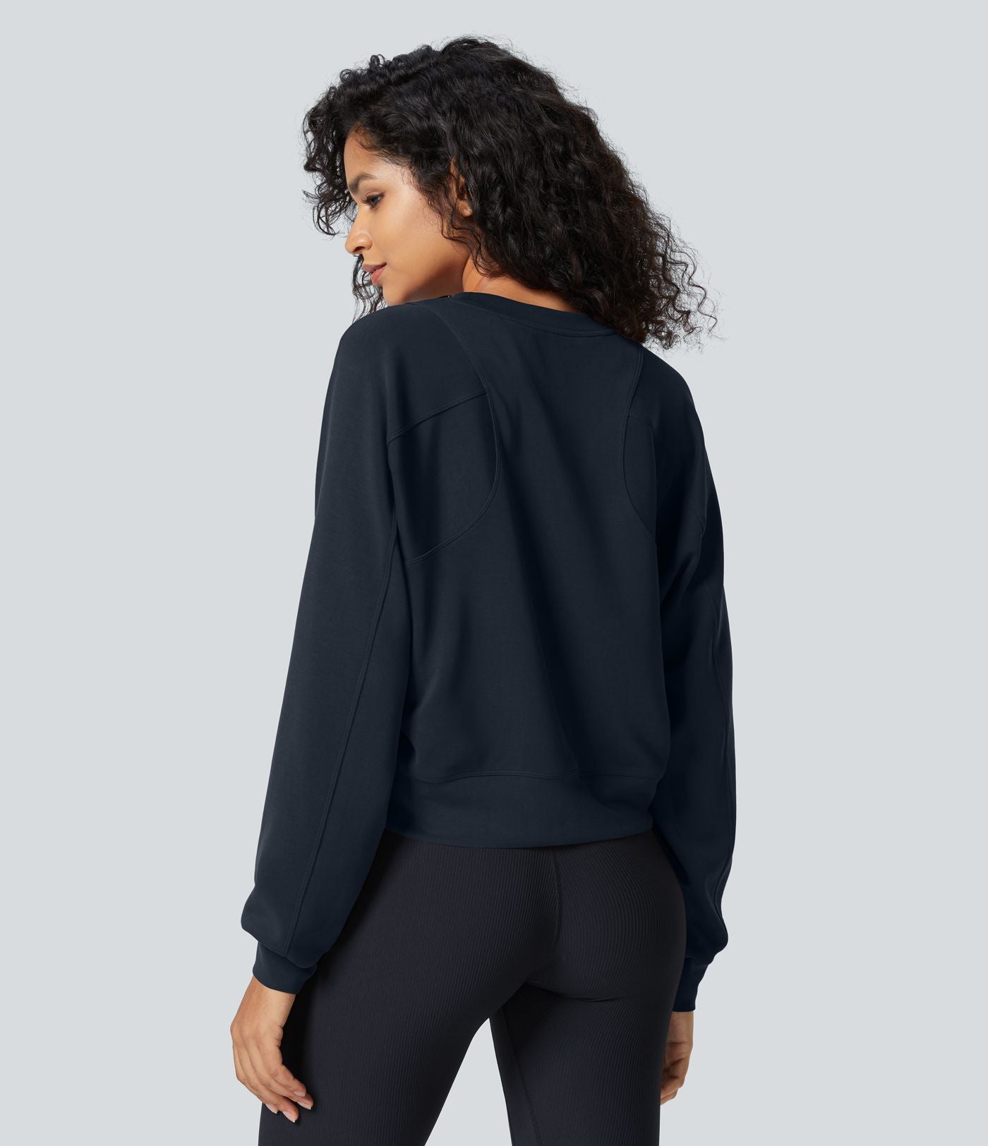 Sweatshirt Casual Solide à Manches Raglan et Col Rond