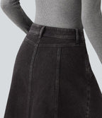 Jupe en jean midi casual Halara Flex™ taille mi-haute avec poches
