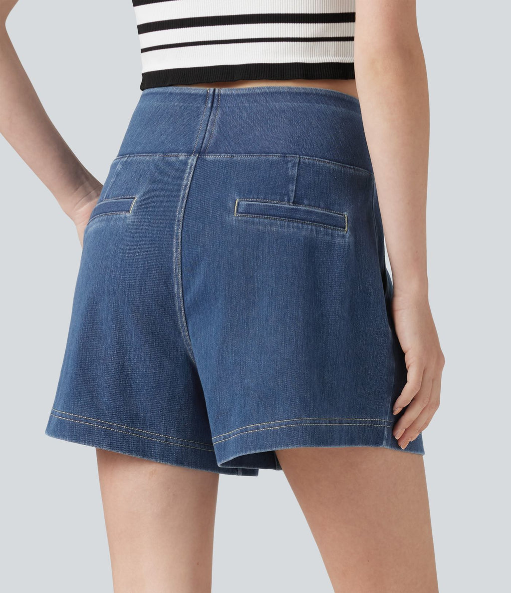 Short en jean ample Halara Flex™ taille haute décontracté avec poches