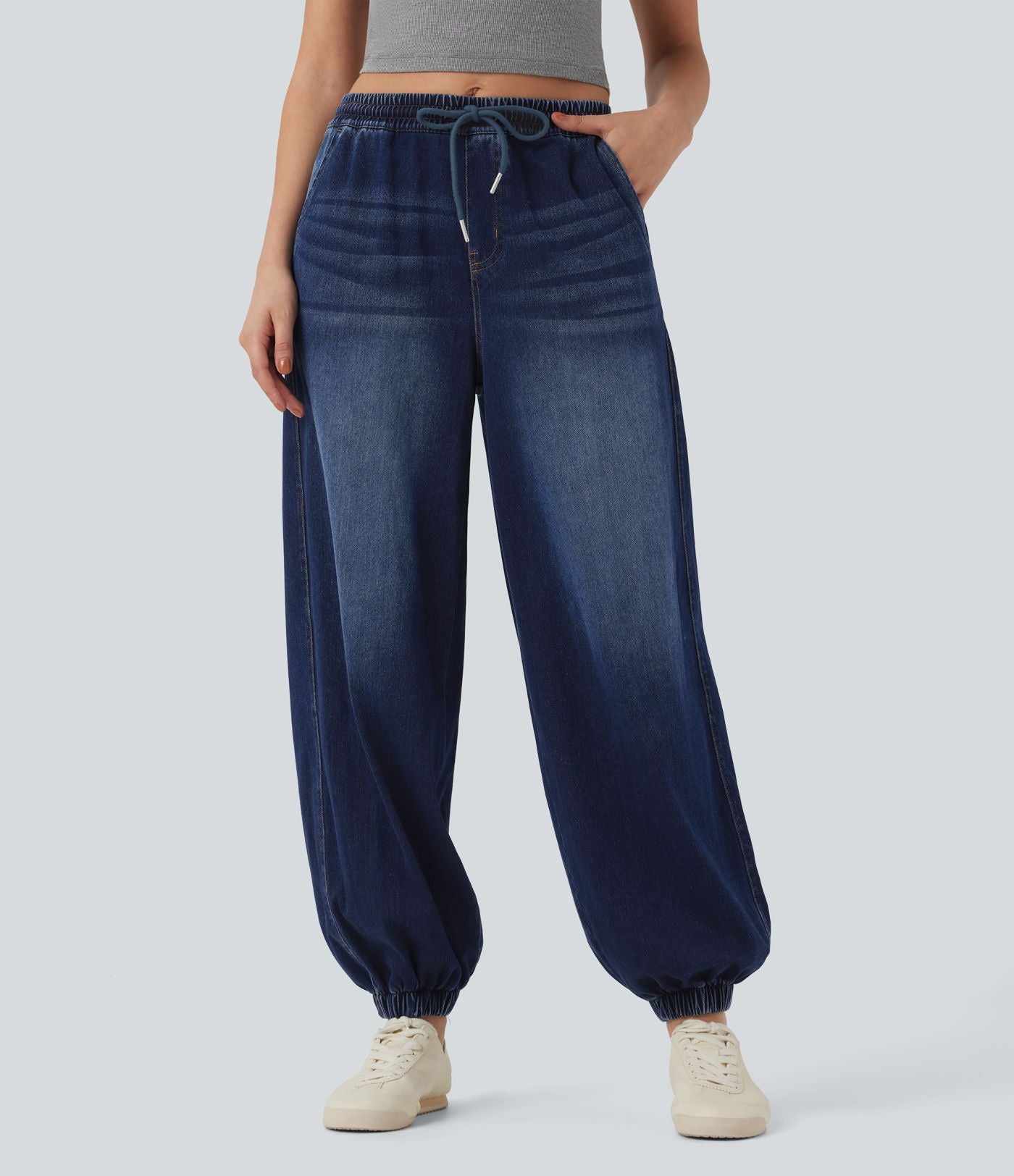 Jean décontracté Halara Flex™ taille mi-haute avec cordon de serrage et pochesns