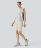 Débardeur de yoga col rond froncé, tissu rafraîchissant - Protection UPF50+