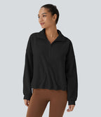 Sweat-shirt de randonnée en polaire avec col et demi-zip