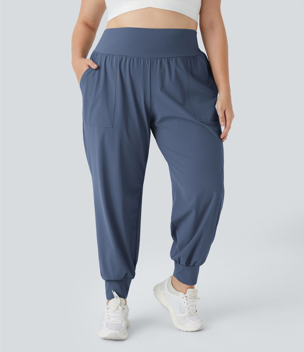 Jogging Yoga Grande Taille Taille Haute avec Poches Latérales Unies