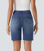 Short denim rayé Halara Flex™ taille haute avec poches