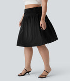 Jupe grande taille fluide froncée taille haute avec poches