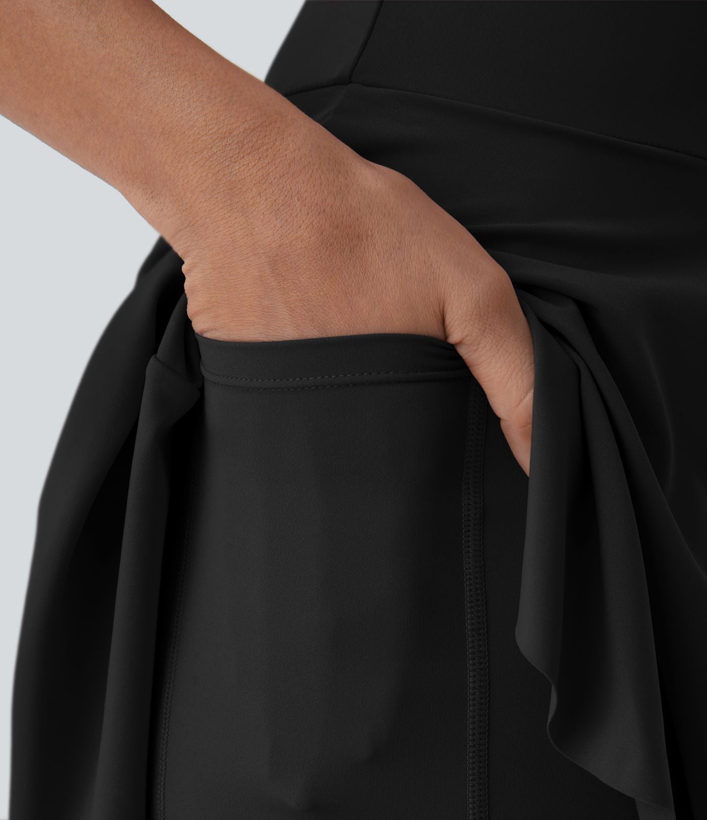 Robe Casual Mini Évasée 2-en-1 à Col V Profond Dos Nageur et Poches Latérales