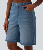 Halara Flex™ Bermuda casual en jean taille haute avec poches