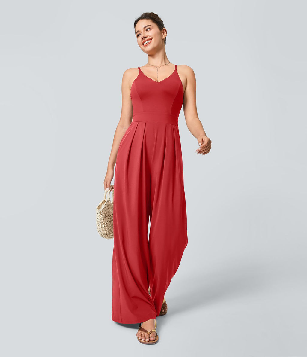 Breezeful™ Combinaison Dos Nu Poche Zippée Invisible Sur le Côté Jambe Large Séchage Rapide
