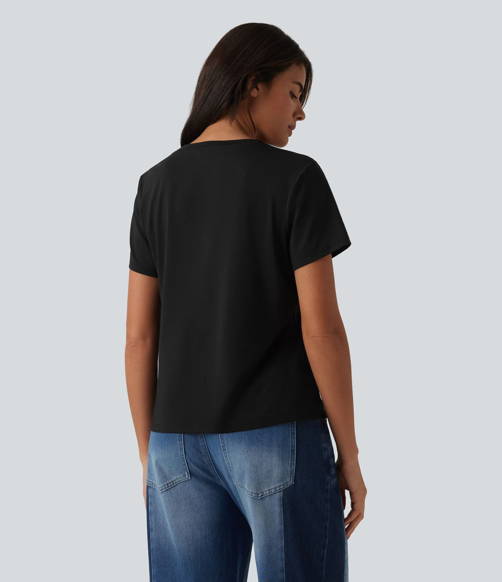 T-shirt décontracté col U manches courtes