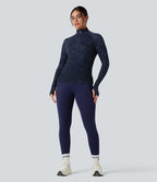 Haut de sport demi-zip à manches longues avec passants pouces sans couture OneForm Seamless Flow