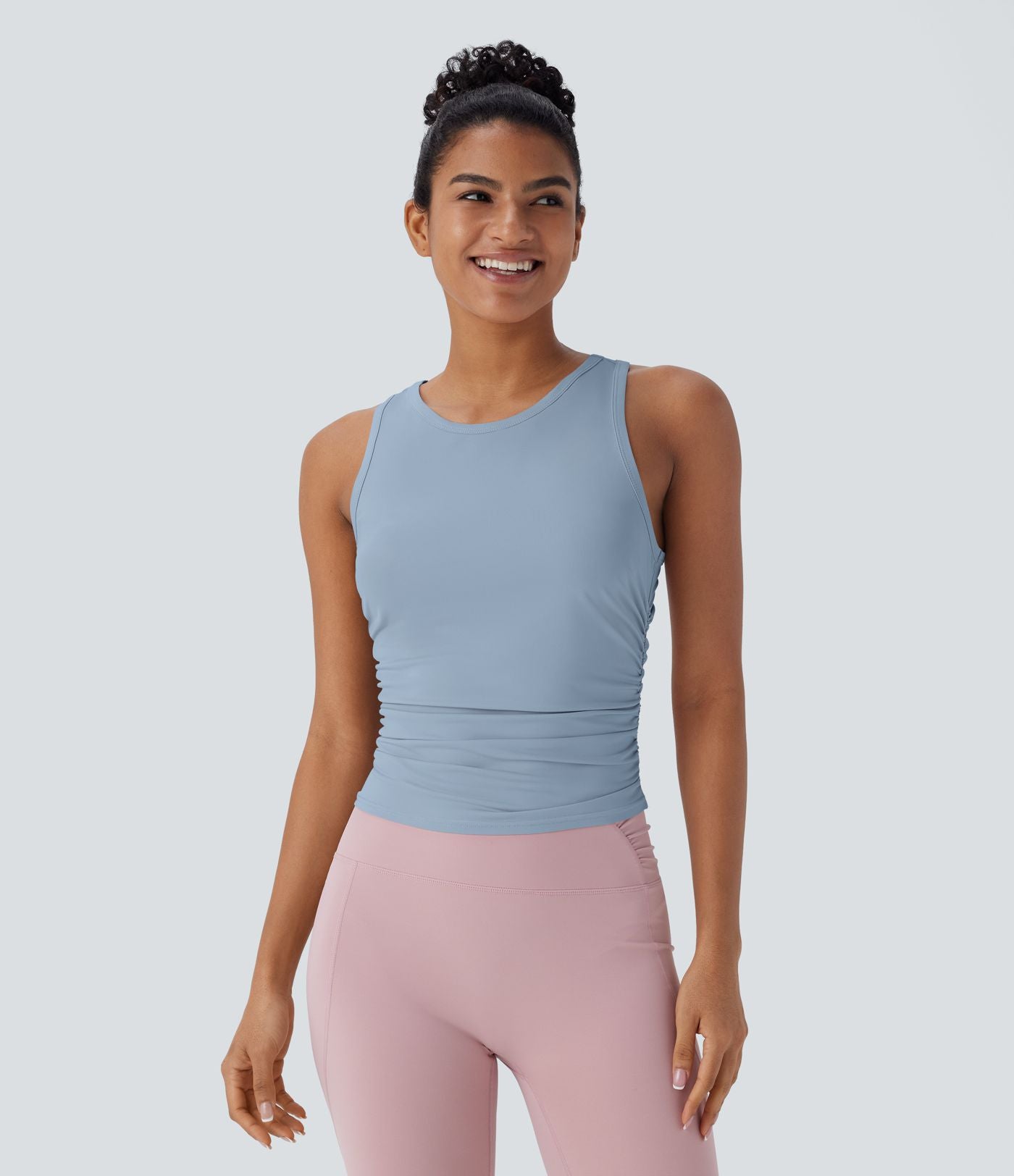Débardeur de yoga dos nageur froncé col rond