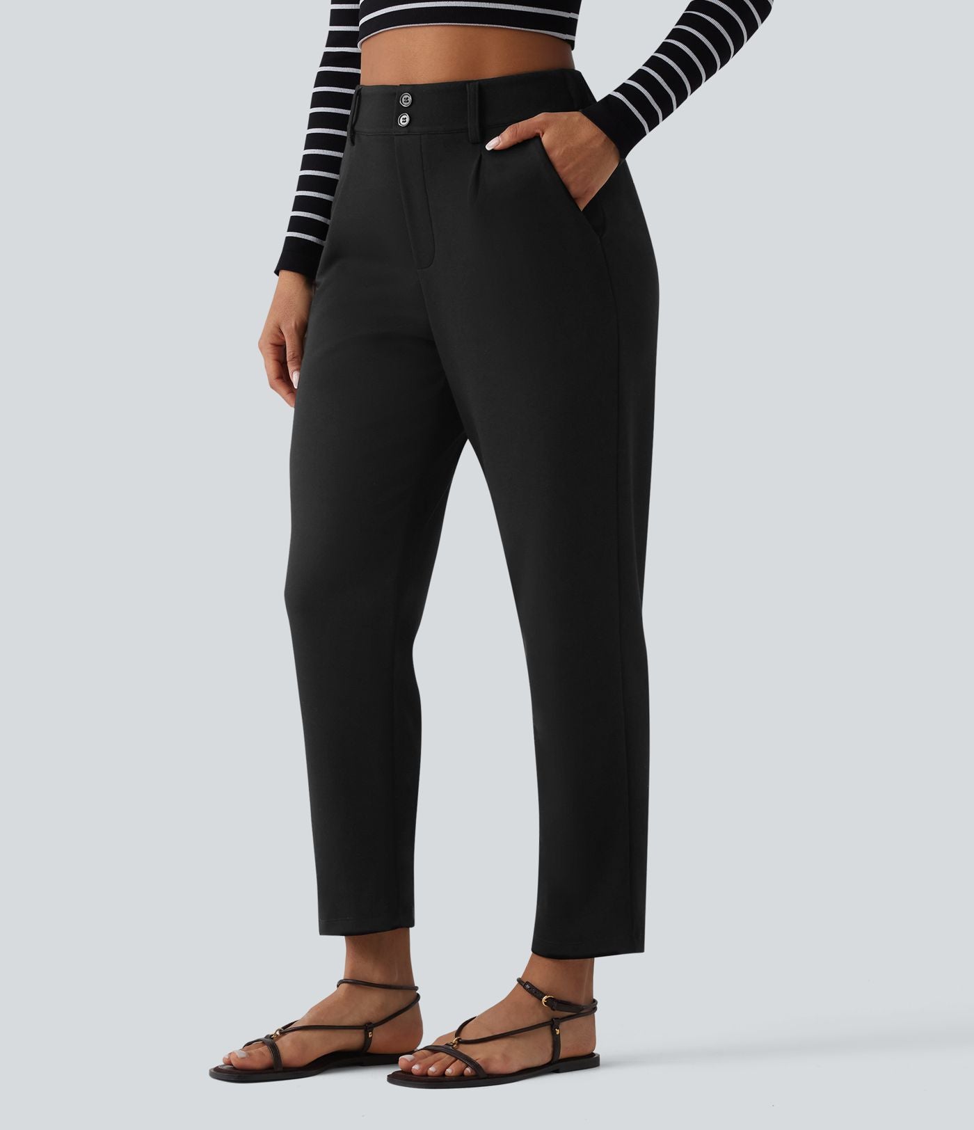 SpacerTek™ Pantalon fuselé décontracté taille haute avec poches