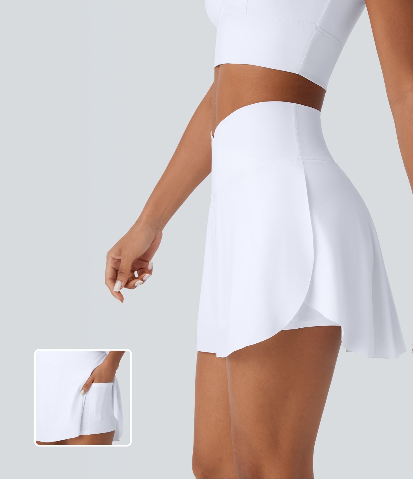 Jupe-short 2-en-1 mini de vacances taille haute croisée à séchage rapide avec poches latérales effet frais InstantCool