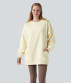Sweat-shirt décontracté en polaire, col rond, manches longues, poches latérales, coupe oversize