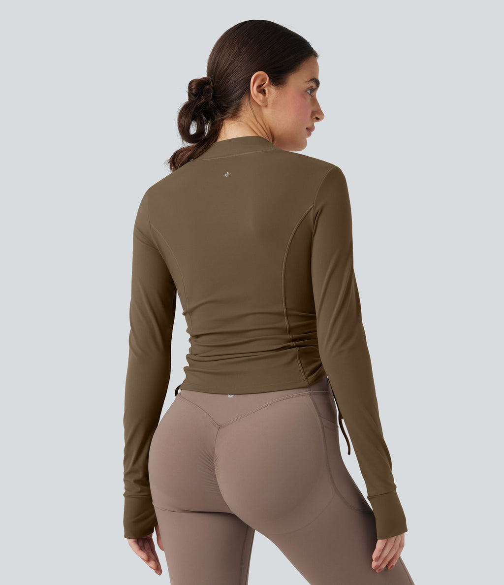 Veste yoga SoftlyZero™ Plush manches longues avec trous pour pouces et cordon de serrage