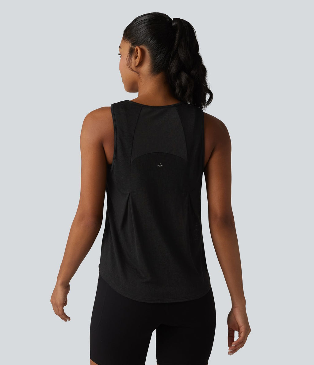 Débardeur de course transparent col rond ourlet arrondi - sans brassière de sport incluse
