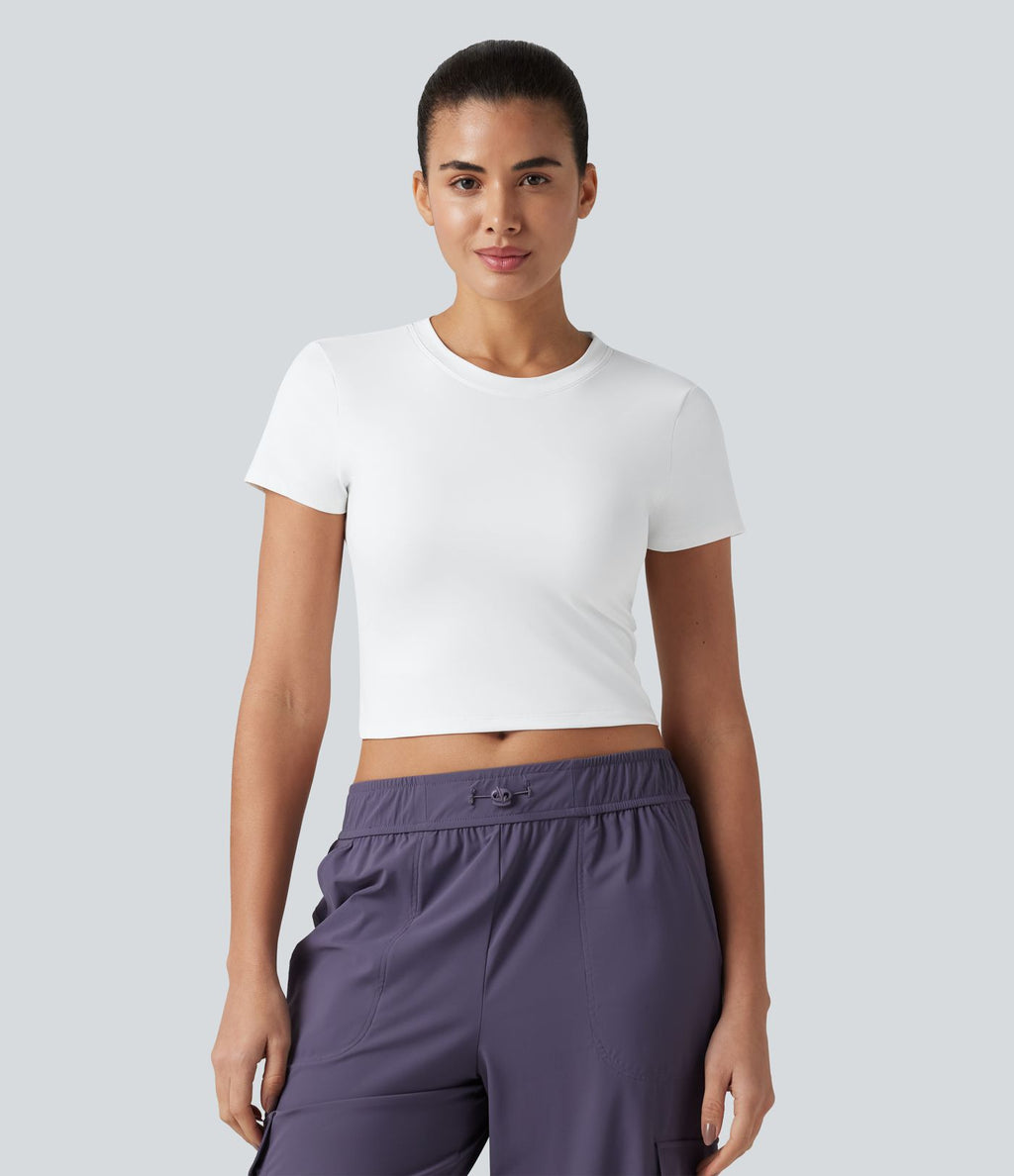 Haut SoftlyZero™ de sport d'entraînement col rond manches courtes avec découpe dos croisé effet frais InstantCool