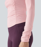Haut de sport entraînement SoftlyZero™ Airy col carré manches longues froncé effet frais InstantCool