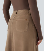 Jupe en jean colorée Halara Flex™ fendue mi-longue taille mi-haute avec poches