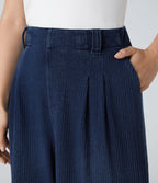 Halara Flex™ Jean Casual Large à Taille Haute avec Poches Latérales et Plis en Maille Extensible