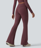 Legging évasé casual en maille respirante ventre plat taille haute avec poche